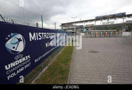 Eine Gesamtansicht außerhalb der Kolporter Arena in Kielce, Polen. Stockfoto