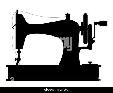 Nähmaschine alte retro Vintage Icon-Vorrat Vektor-Illustration isoliert auf weißem Hintergrund Stockfoto
