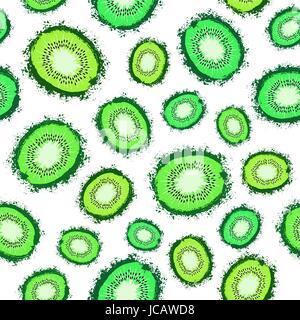 Kiwi-Hintergrund gemalt Muster Stock Vektor