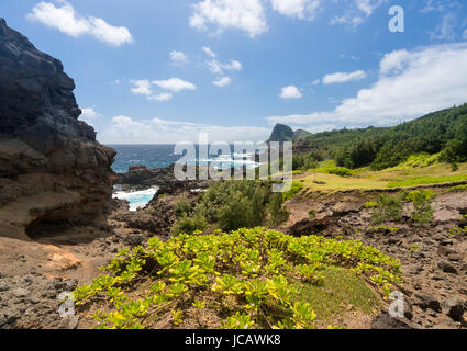 Nord Ost Küste von Maui aus Kahekili highway Stockfoto