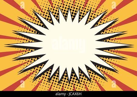 weißen Cartoon gelbe Spritzer auf Pop-Art-Hintergrund. Retro-Vektor-illustration Stock Vektor