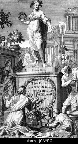 HENRY van OOSTEN (?-?) Niederländischen Botaniker. Titelseite von 1700 englische Erstausgabe seines Buches der niederländischen Gärtner Stockfoto