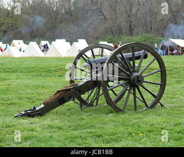 Bürgerkrieg-Kanone im Reenactment camp Stockfoto