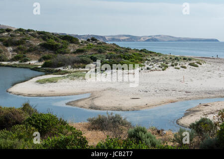 Zeigen, trifft der Bungala Fluss Normanville Beach in South Australia, Australien Stockfoto