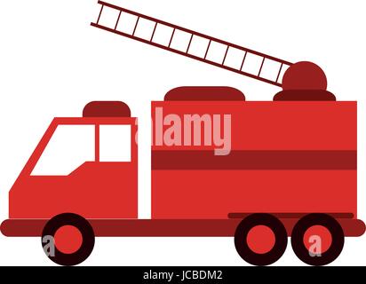Feuerwehrauto löscht Feuer Stock Vektor
