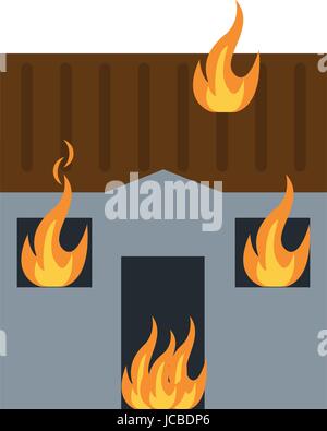 Haus, brennendes Feuer Stock Vektor