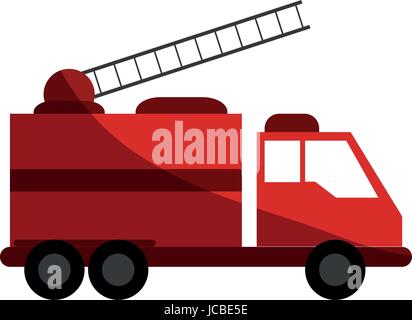 Feuerwehrauto löscht Feuer Stock Vektor