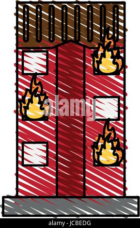 Haus, brennendes Feuer Stock Vektor