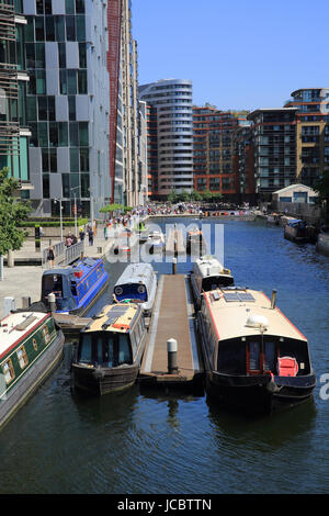 Die Sanierung des Kanals in Paddington Basin, West London, UK Stockfoto