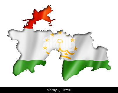 Tadschikistan Flagge abzubilden, drei dimensionalen Render, isoliert auf weiss Stockfoto