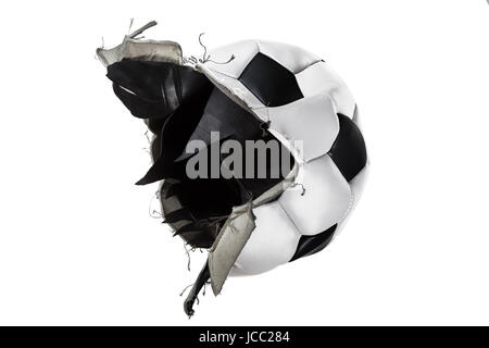 traditionelle Fußball spaltete es Seiten offen gesprengt Stockfoto