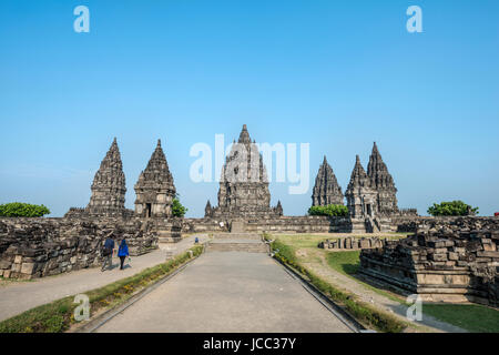 Hindu-Tempel von Prambanan, Stupas, Daerah Istimewa Yogyakarta, Java, Indonesien Stockfoto