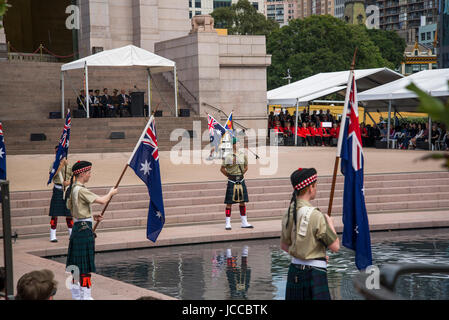 ANZAC Day, Zeremonie vor Anzac War Memorial in Hyde Park, Sydney, Australien Stockfoto