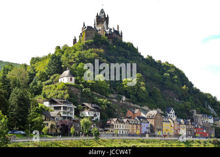 Cochem Kaiserburg über Stadt Cochem an der Mosel in Deutschland Stockfoto