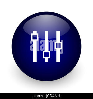 Slider blau glänzende Kugel-Web-Symbol auf weißem Hintergrund. Runde 3D-Render Taste. Stockfoto