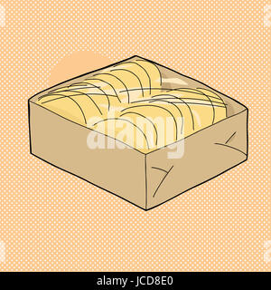 Handgezeichnete Cartoon Box von Taco-Schalen über Halbton Stockfoto
