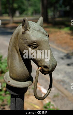 Horse Head Hitching Post Stockfoto