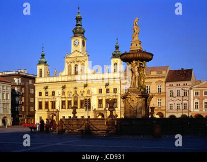 Hauptplatz in Ceske Budejovice, Tschechische Republik Stockfoto