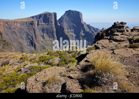 Blick auf die hohen Gipfel der Drakensberge, Royal Natal National Park, Südafrika Stockfoto