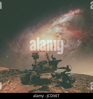 Neugier Rover die Oberfläche des Mars zu erforschen. Retuschierte Bild. Elemente des Bildes von der NASA eingerichtet. Stockfoto