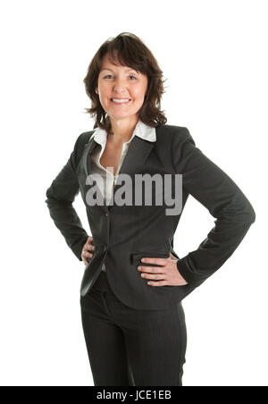 Porträt des erfolgreichen senior Geschäftsfrau. Isoliert auf weiss Stockfoto