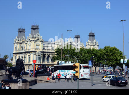 Der Hafen von Barcelona Gebäude, Plaça del Portal De La Pau, Passeig de Colom, Port Vell Stockfoto