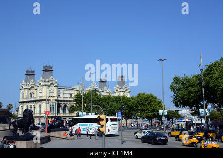 Der Hafen von Barcelona Gebäude, Plaça del Portal De La Pau, Passeig de Colom, Port Vell Barcelona, Spain Stockfoto