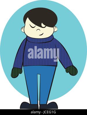 Junge im Winter Kleidung Cartoon Stock Vektor