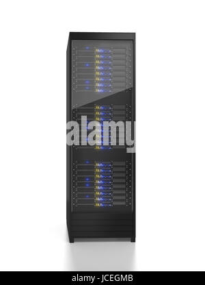 Server-Rack-Image. Isoliert auf weißem Hintergrund Stockfoto