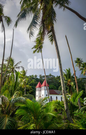 Haapiti Kirche in Moorea Insel Dschungel, Landschaft. Französisch-Polynesien Stockfoto