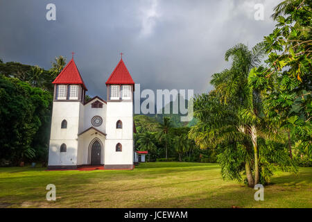 Haapiti Kirche in Moorea Insel Dschungel, Landschaft. Französisch-Polynesien Stockfoto