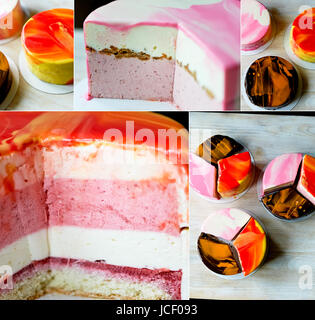 Hier mousse drei solche wunderschönen Sets Kuchen Stockfoto