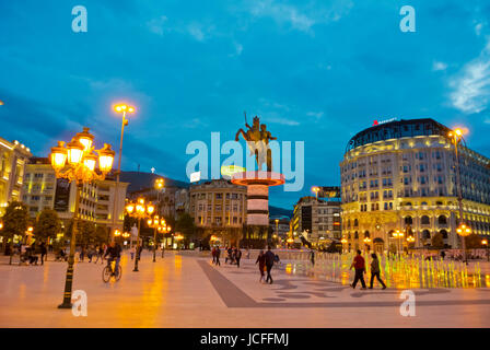 Plostad Makedonija, Mazedonien Quadrat, Skopje, Mazedonien Stockfoto