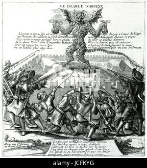 Der Geld-Teufel von der Rue Quincampoix in Paris Karikatur der Theorie von der der schottische Ökonom John Law (1671-1729) zu Beginn des 18. Jahrhunderts Stockfoto