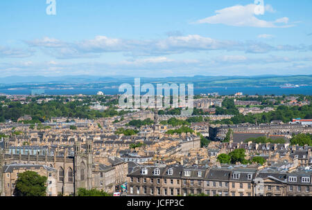 Skyline-Blick der New Town von Edinburgh vom Calton Hill, Schottland, Vereinigtes Königreich. Stockfoto