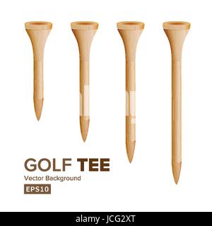 Golf-Tees-Vektor. Realistische Darstellung der hölzernen Golf Tees, Isolated On White Stock Vektor