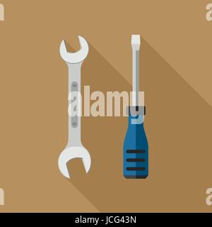 Schraubenschlüssel und Schraubendreher Stock Vektor