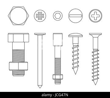 Schrauben und Bolzen Stock Vektor