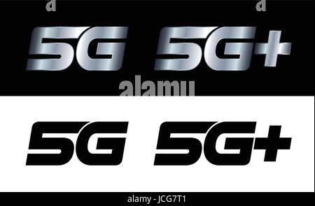 Vektor-Illustration der modernen 5G und 5 + Zeichen für die high-Speed-Verbindung Stock Vektor