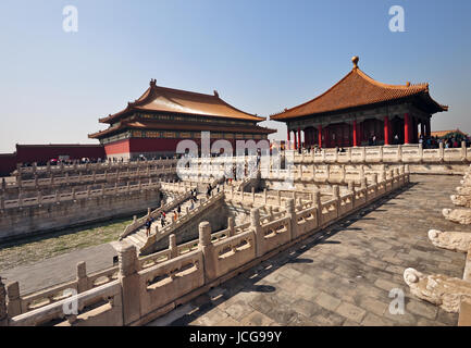Peking, China - 22. September 2009: Exterieur der verbotenen Stadt, chinesischen Kaiserpalastes aus der Ming-Dynastie, Qing-Dynastie. Es ist Chinas die meisten Stockfoto