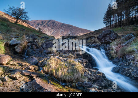 Afon Cadair unterstützt durch Mynydd Moel, Cadair Idris, Snowdonia-Nationalpark, Gwynedd, Nordwales, UK Stockfoto