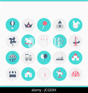 Verschiedene Kreis-Symbole, die im Zusammenhang mit Vergnügungspark Stockfoto