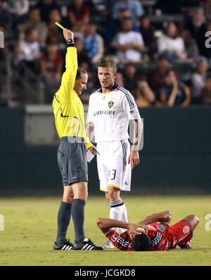DAVID BECKHAM gelbe Karte für BECKAHM LOS ANGELES GALAXY V TORONTO FC CARSON, LOS ANGELES, CA, USA 19. September 2009 DIZ102594 Stockfoto