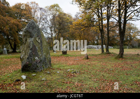 Der Steinkreis und Grabhügel aus der Bronzezeit Clava Cairns in den schottischen Highlands Stockfoto