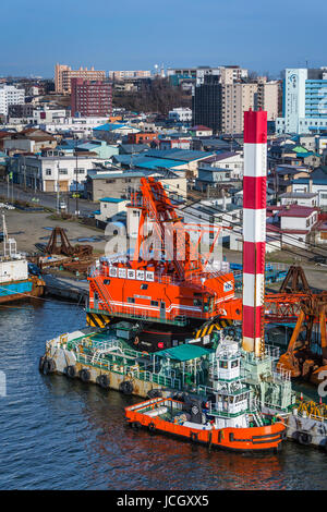 Der Hafen von Kushiro Stadt der Präfektur Hokkaido, Japan Stockfoto