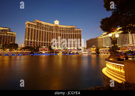 Bellagio Hotel in der Nacht, Las Vegas, Nevada, Vereinigte Staaten von Amerika Stockfoto