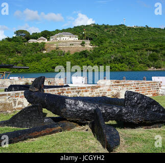 Anker und Clarence House Antigua Stockfoto