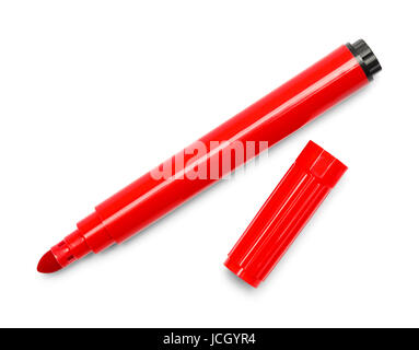 Rote offene Marker, Isolated on White Background. Stockfoto