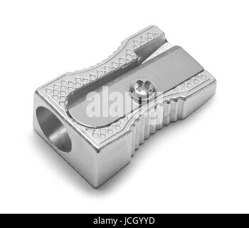 Metall Bleistiftspitzer, Isolated on White Background. Stockfoto