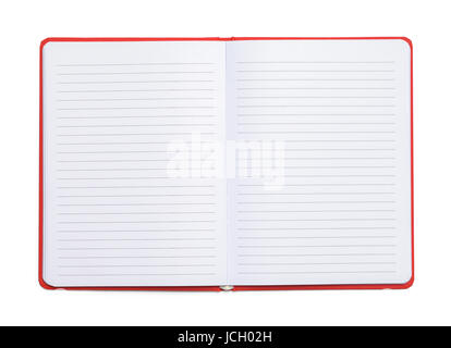 Roten Zusammensetzung Buch mit Linie Papier, Isolated on White Background. Stockfoto